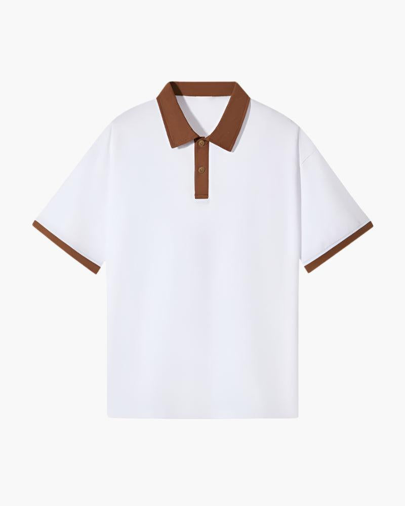 Koszulka polo z kontrastowym kołnierzykiem, luźnym krojem i eleganckim wykończeniem